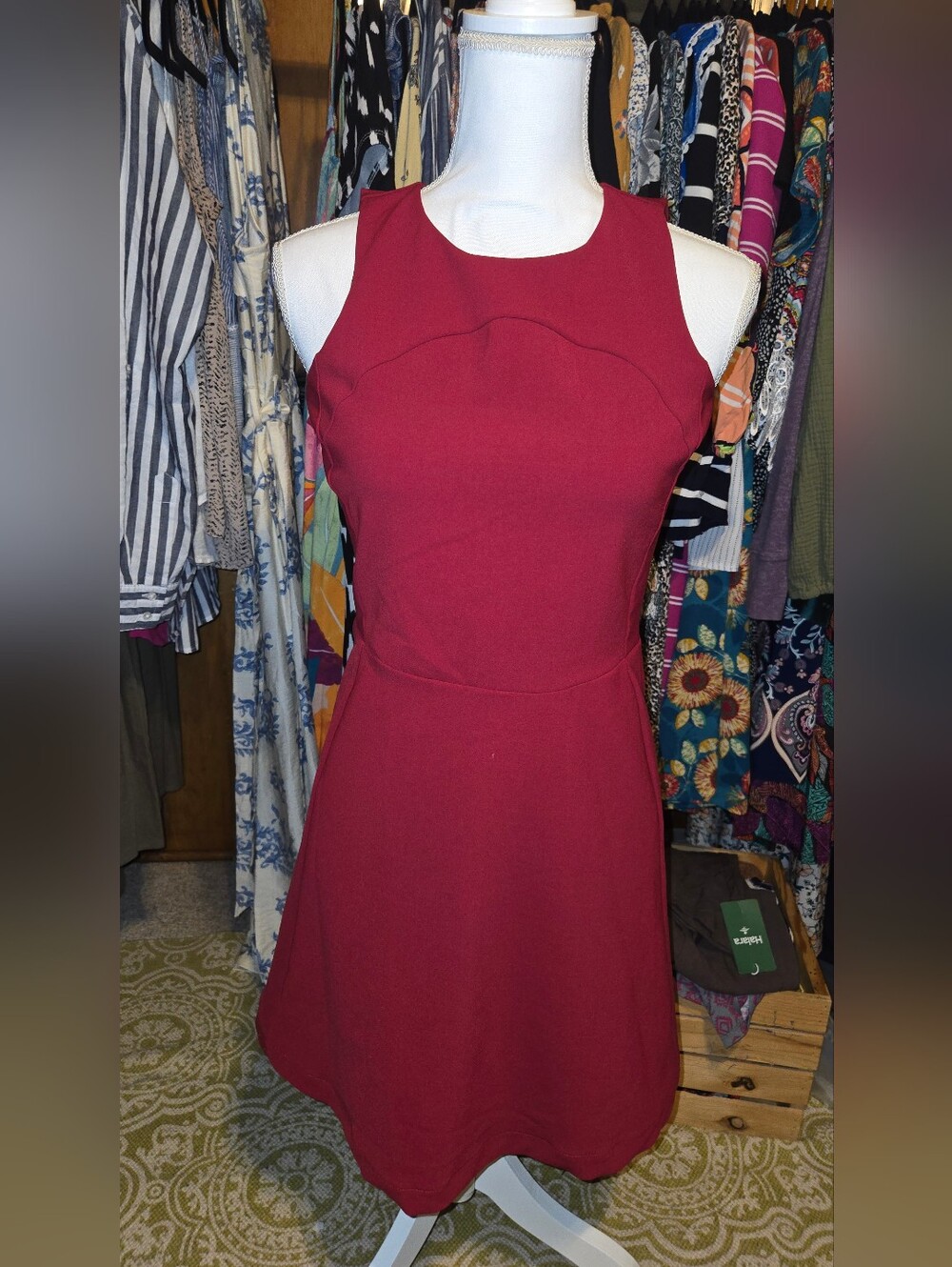 Madewell Sleeveless Fit-and-Flare Dress in Deep Red